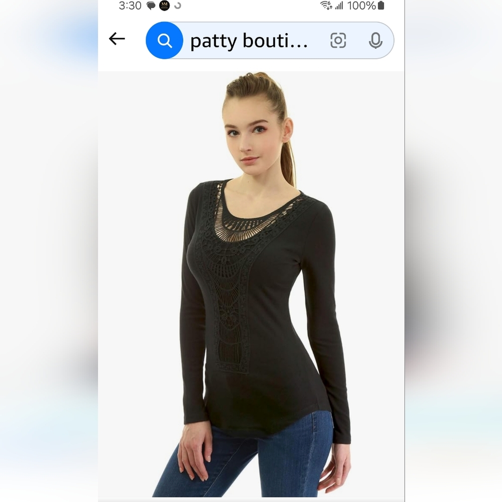 Patty Boutik M Black Lace Top
